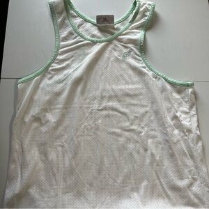 Vintage Australian L’Alpina Women’s White and Lime Tennis Tank Top